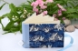 Preview: Leporello Album ca. 19,0x12,5x3,0 cm mit Verschlussschleife | Einband Japanpapier Chiyogami Kraniche | blau hellblau | Art. Nr. 97210501